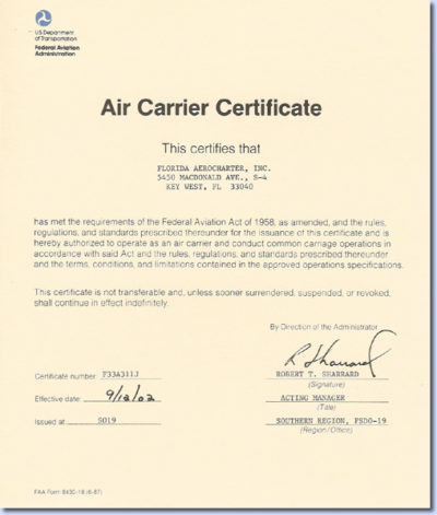 air_certificate - Air Key West